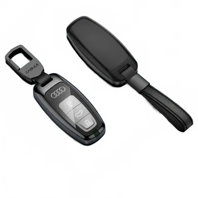Zinc Alloy Car Key Fob Cover with Keychain Protector Case for Audi A4L A6L Q5L A3 A5 A7 A8 Q7