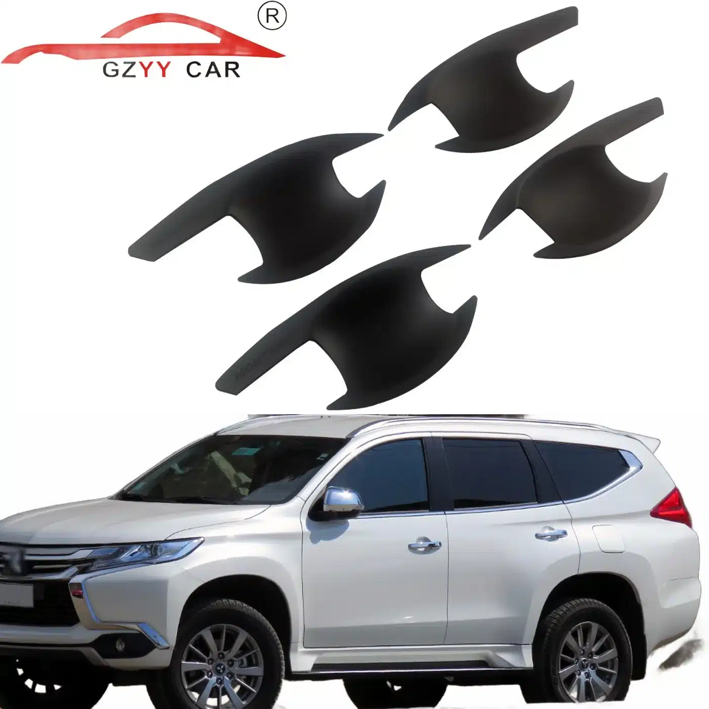 Matte Black Door Handle Bowl Cover Trim Anti-Scratch Guards for Mitsubishi Montero 2016