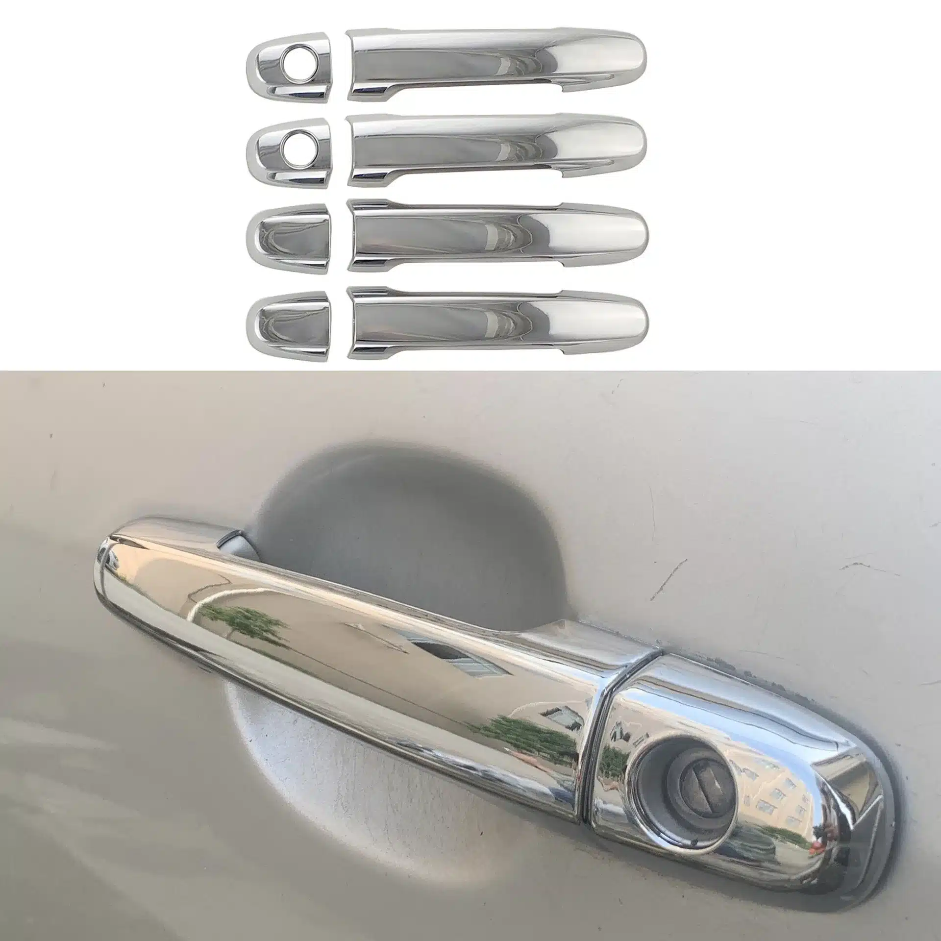 Chrome Exterior Door Handle Covers for 2002-2006 Toyota Camry and 2001-2005 RAV4, Electroplated Trim Set