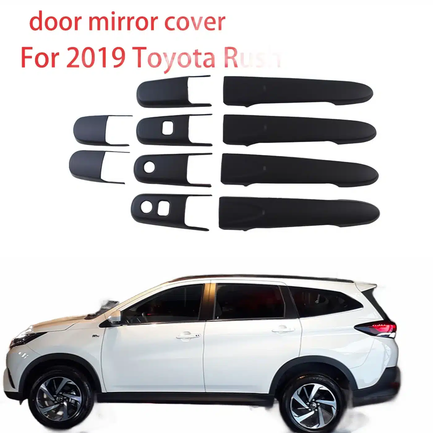Matte Black Exterior Door Handle Covers for Toyota Rush 2019 Front and Rear Trim Set