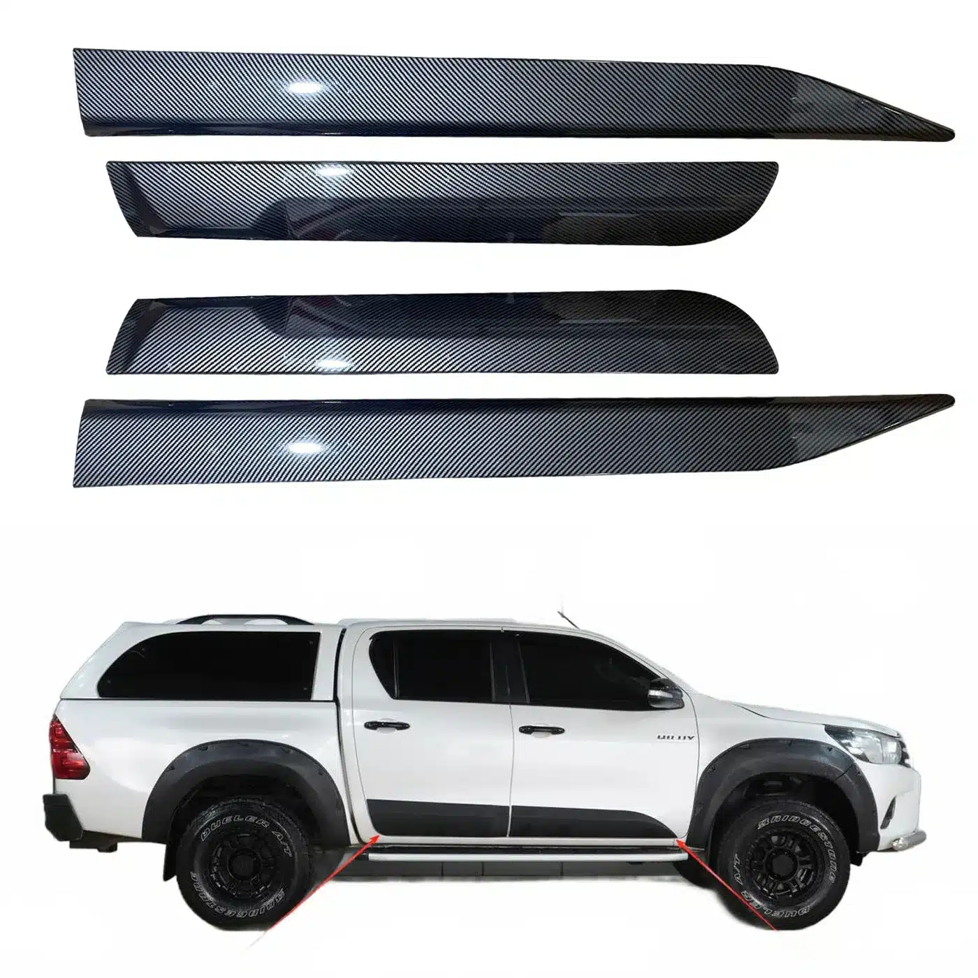 Carbon Fiber Texture Door Edge Protective Trim Anti-Collision Guards for Toyota Hilux Revo 2015-2018
