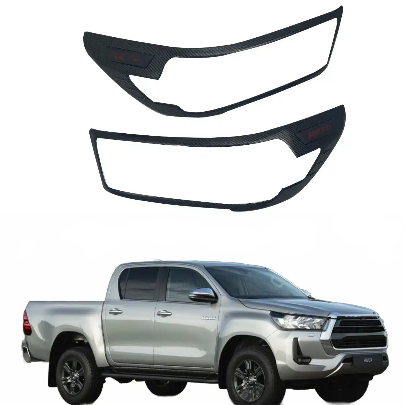 Rear Tail Light Guard Decoration Cover for Toyota Hilux Revo 2021 Carbon Fiber Style Trim
