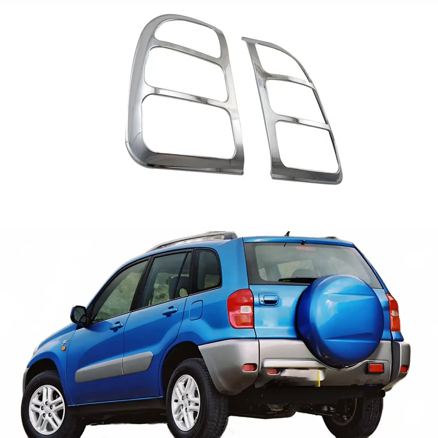 Rear Tail Light Covers Trim Bezel Set Chrome Finish for Toyota RAV4 1996-2000