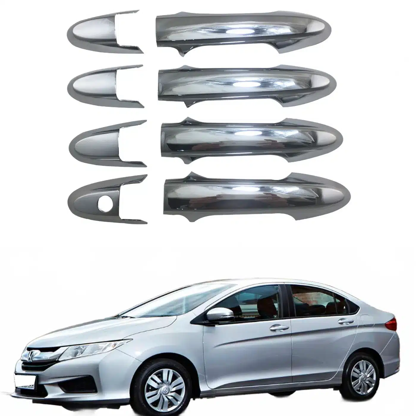 Chrome Exterior Door Handle Cover Trim Kit for Honda City 2015 2016 2017 Protective Shell Guard