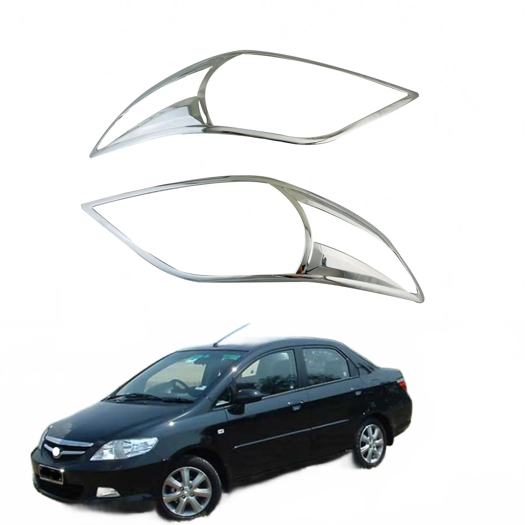 Front Headlight Frame Trim Cover ABS Chrome Exterior Decoration for Honda CITY 2006