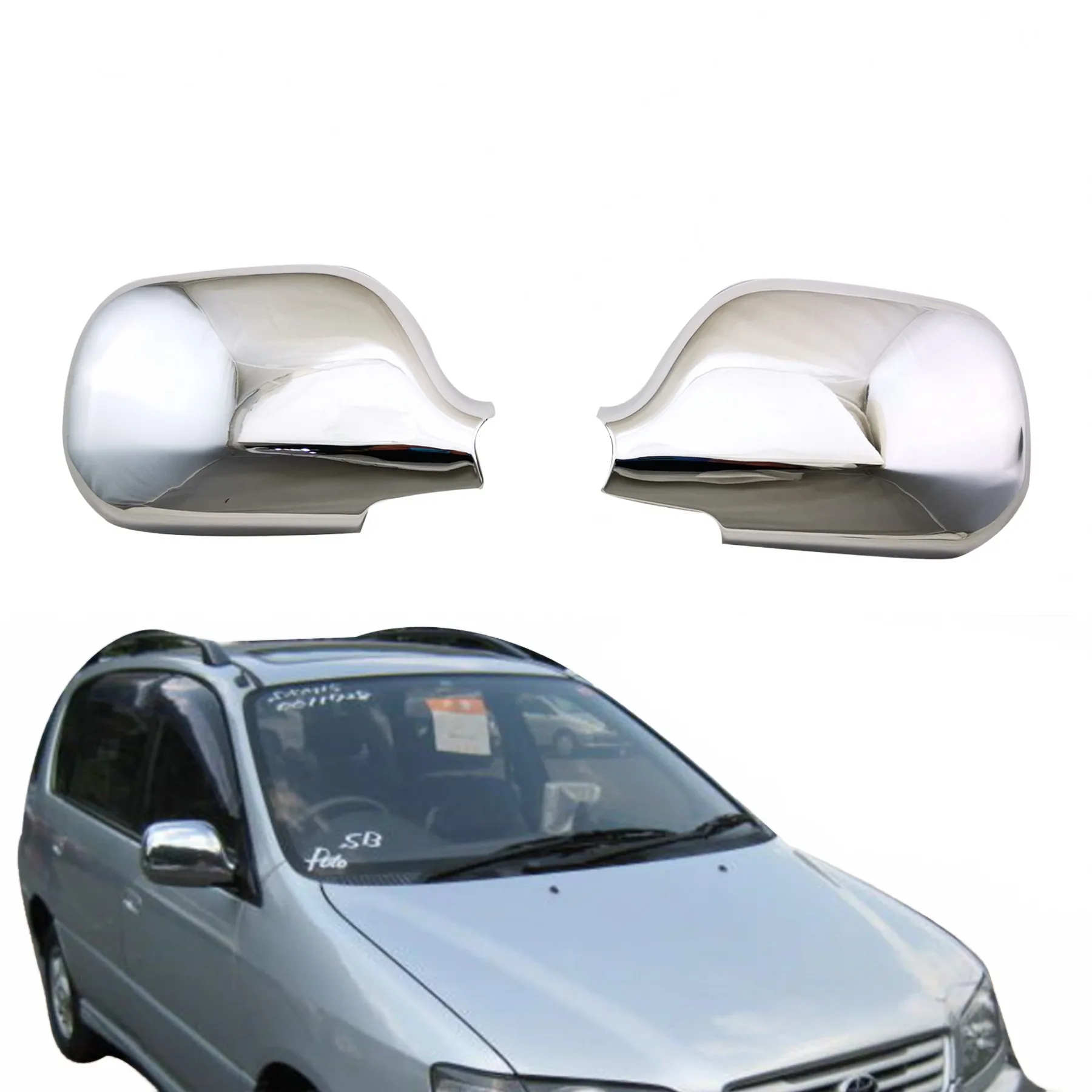 Chrome Side View Mirror Covers for 1996-2000 Toyota Ipsum and Picnic Exterior Accessories