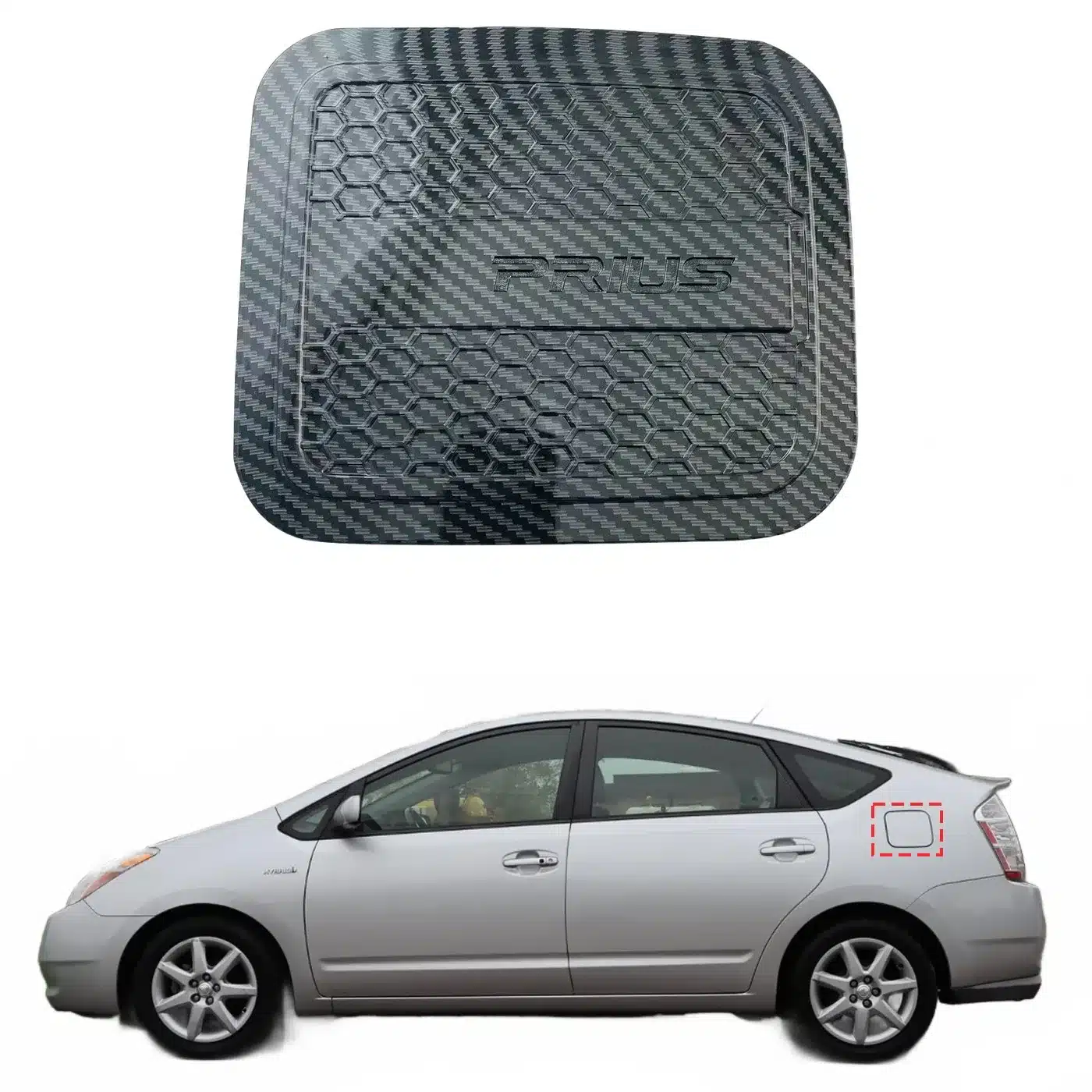 Carbon Fiber Texture Fuel Tank Cover Cap Trim Sticker for Toyota Prius 2008 20 Series