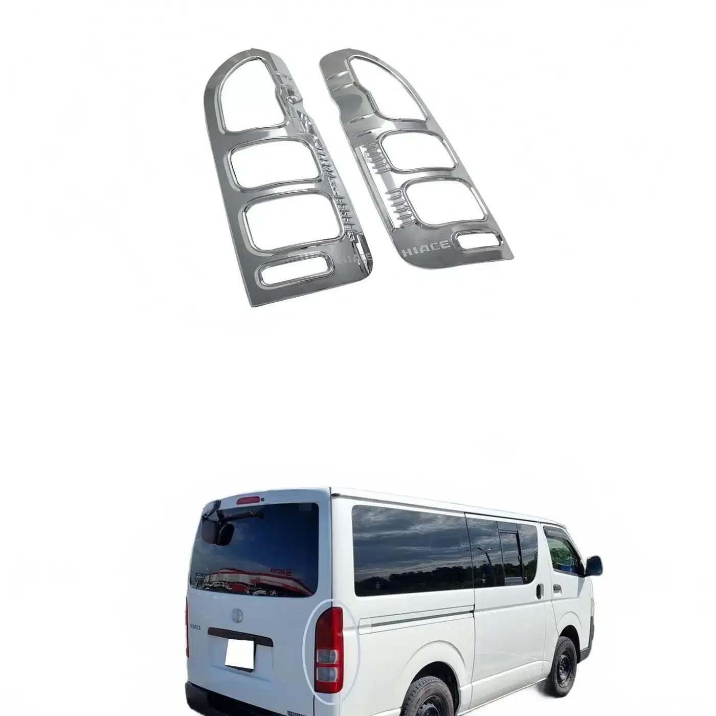 Chrome Rear Taillight Trim Cover Bezel for Toyota Hiace 2008-2014 Left Right Pair