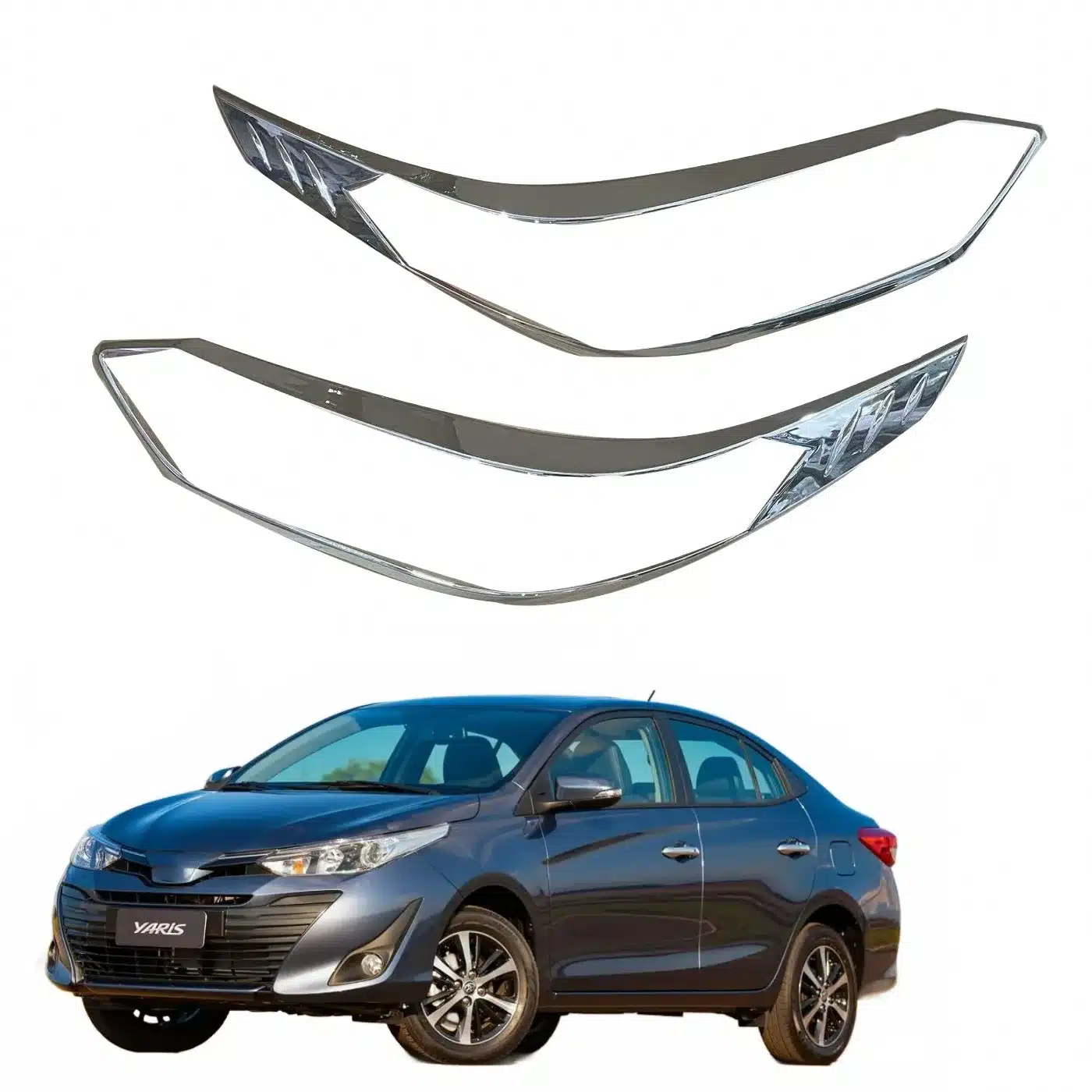 Front Headlight Frame Trim Cover Chrome Garnish for Toyota Vios Yaris 2019