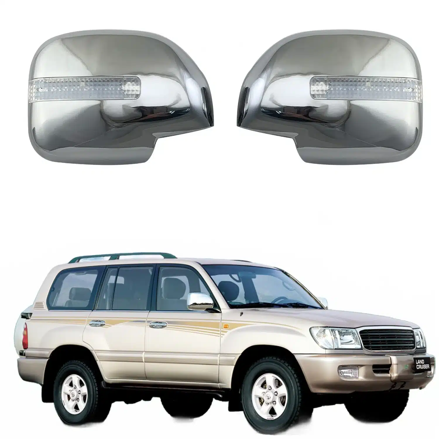 LED Wing Mirror Cover Caps with Signal Light for Toyota Land Cruiser FJ100 1998-2007
