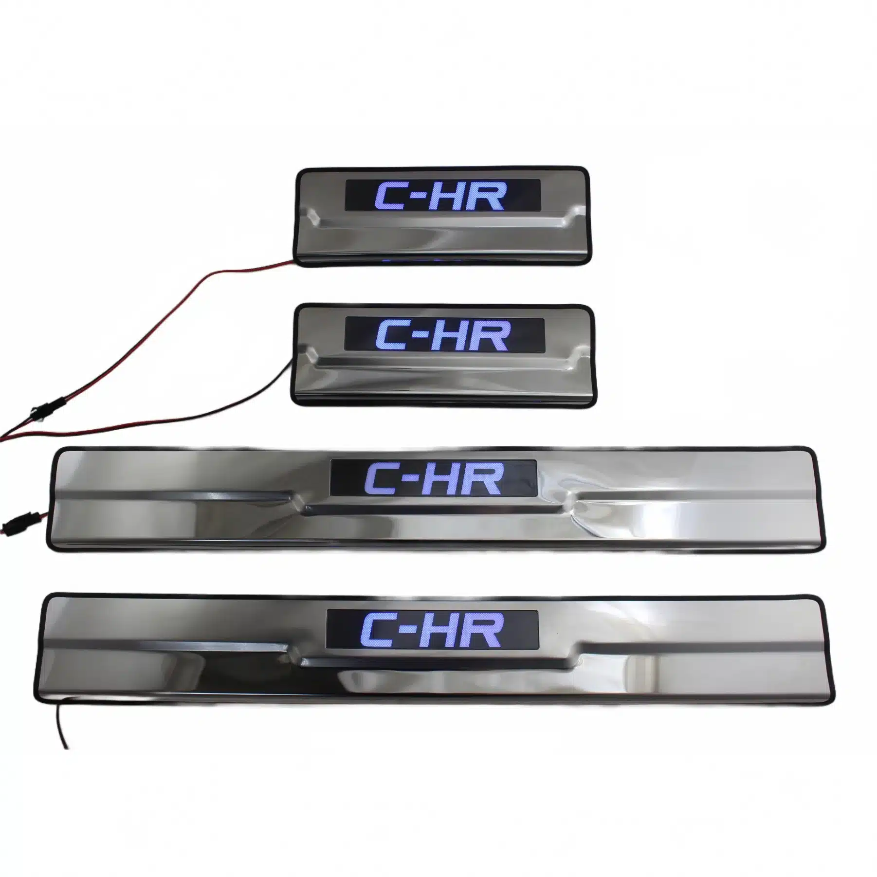 LED Door Sill Guard Stainless Steel Scuff Plate Protector with Blue Light for Toyota CH-R