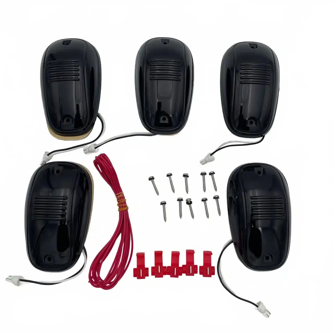5-Piece Smoked Cab Roof Running Marker Lights with Wiring Harness for Ford F150 Toyota Tundra Tacoma Jeep Wrangler
