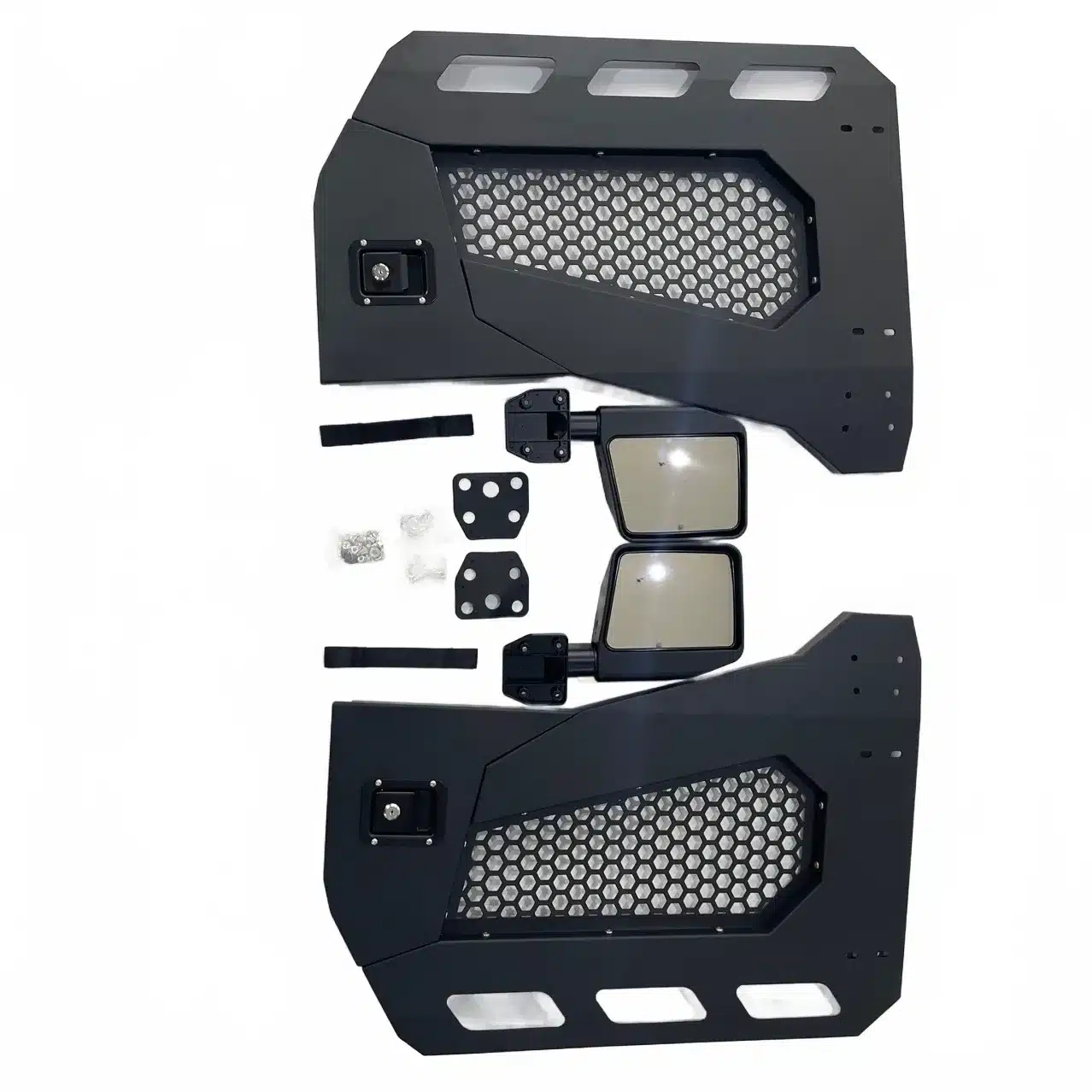 Textured Black Steel Rebel Half Doors with Side Mirrors for 2007-2023 Jeep Wrangler JK JL & Gladiator JT