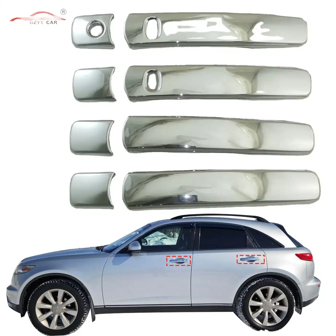 Chrome Exterior Door Handle Covers for Infiniti FX35 FX45 2003-2008 Trim Decoration Set