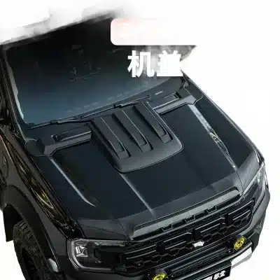 Matte Black Hood Deflector and Sand Stone Guard Protector for Ford Ranger Off-Road Exterior Upgrade Matte Black Hood Deflector and Sand Stone Guard Protector for Ford Ranger Off-Road Exterior Upgrade