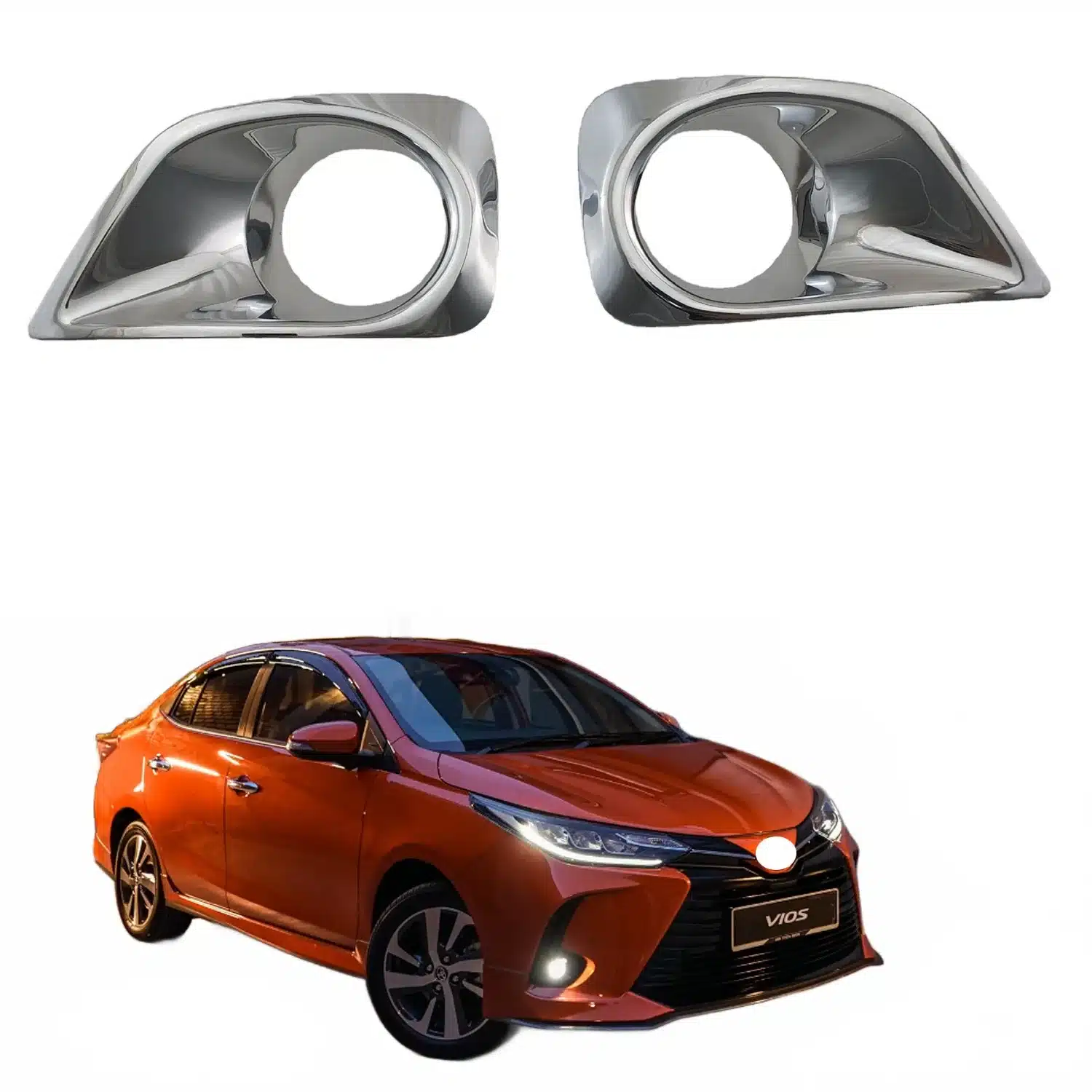 Front Bumper Fog Light Cover Bezel Trim for 2014-2020 Toyota Vios Yaris Sedan Exterior Trim Accessories