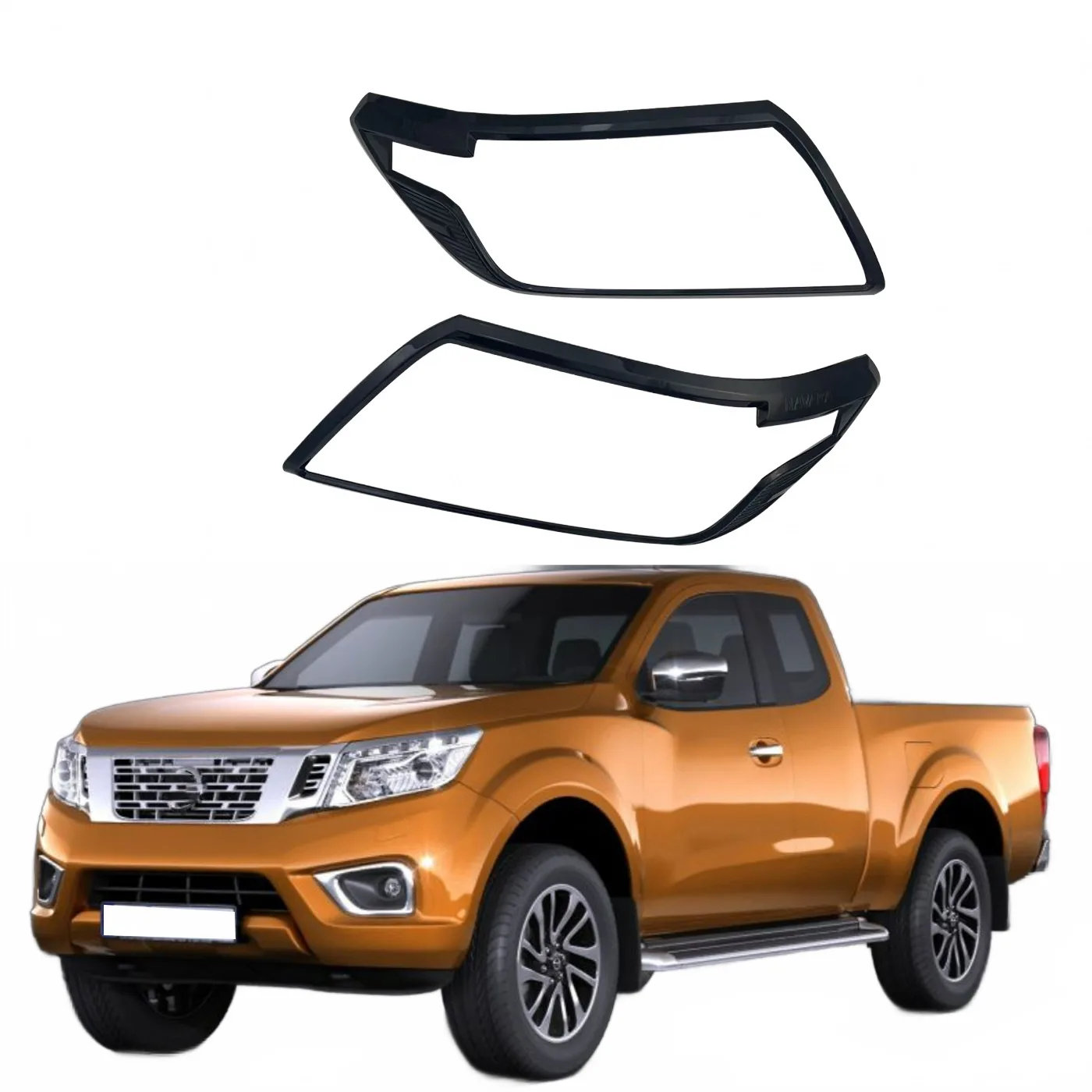 Front Headlight Cover Trim for Nissan Navara D23 NP300 2016 Matte Black Lamp Frame Decoration
