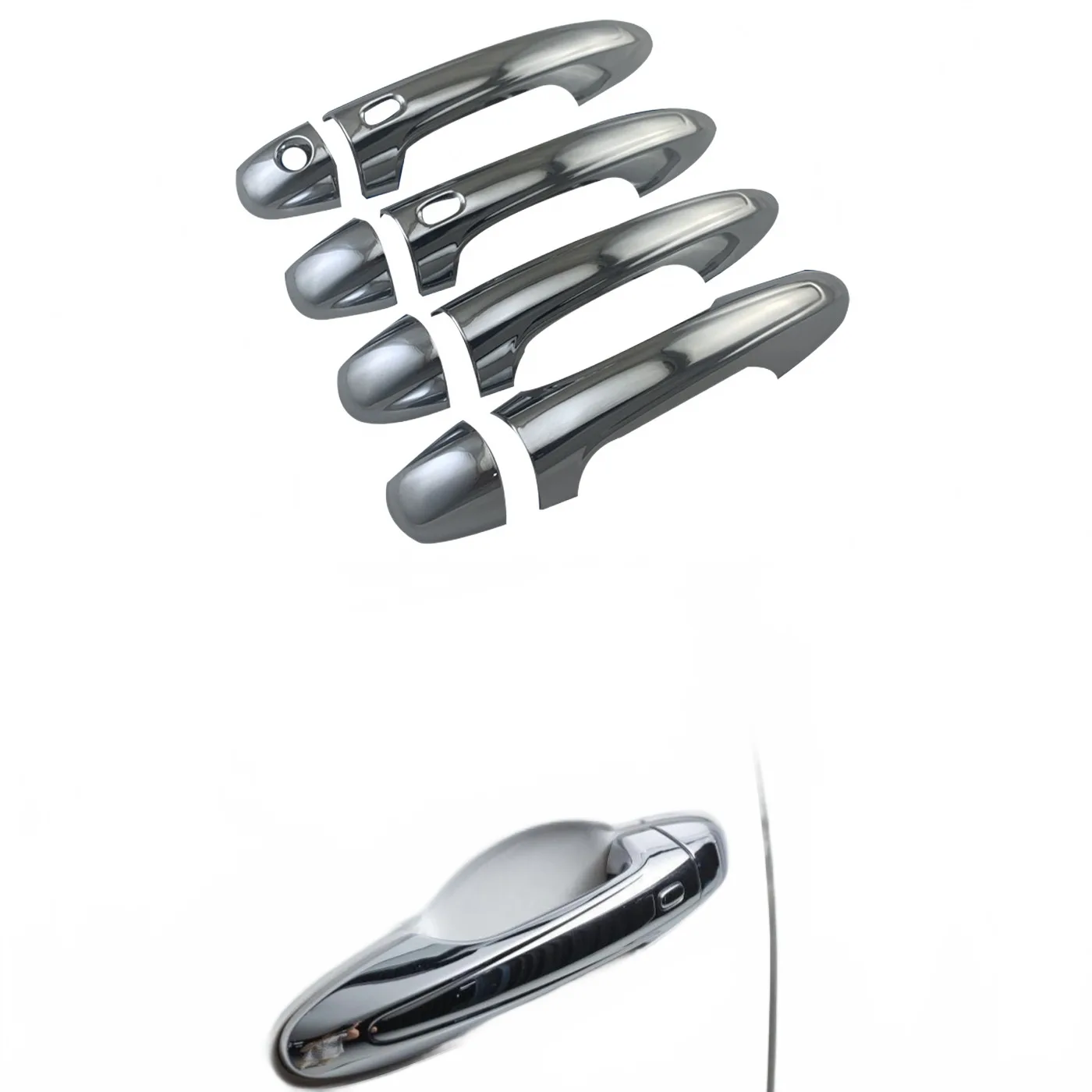 Chrome Exterior Door Handle Covers with Smart Keyhole Cutouts for Toyota Hilux Revo 2021