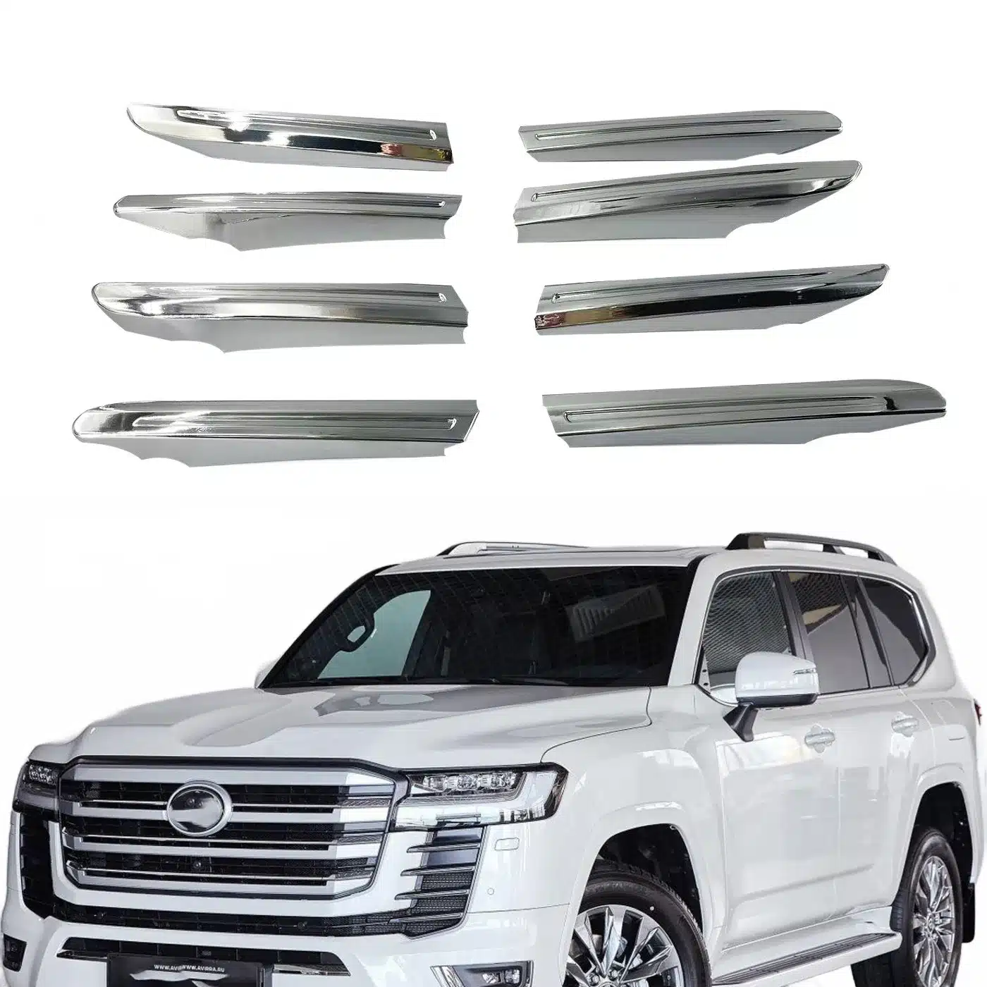 Front Bumper Trim Strip for Toyota Land Cruiser LC300 2021+, Chrome Plated ABS Exterior Decorative Guard