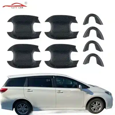4Pcs Carbon Fiber Style Door Bowl Covers Trim Compatible for Toyota WISH 20 Series 2010-2015 4Pcs Carbon Fiber Style Door Bowl Covers Trim Compatible for Toyota WISH 20 Series 2010-2015