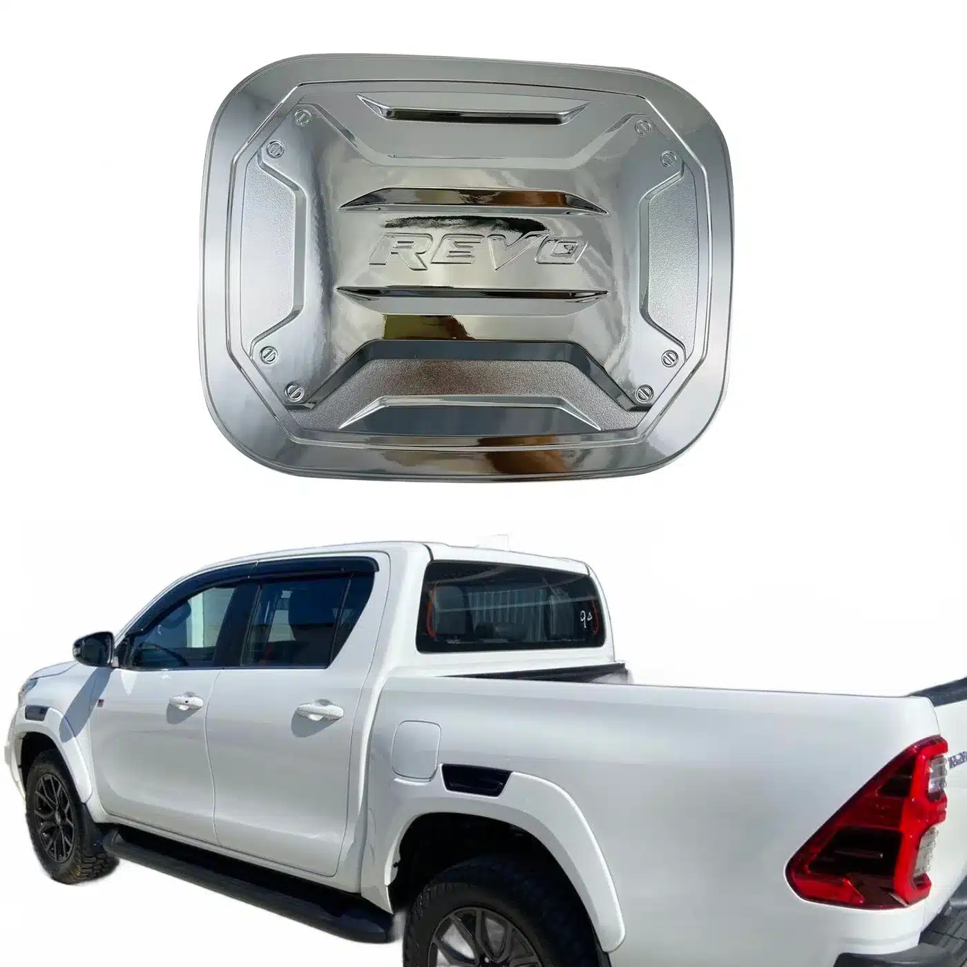 Chrome Plated ABS Plastic Fuel Tank Cover Trim for 2020-2022 Hilux Revo Exterior Decoration