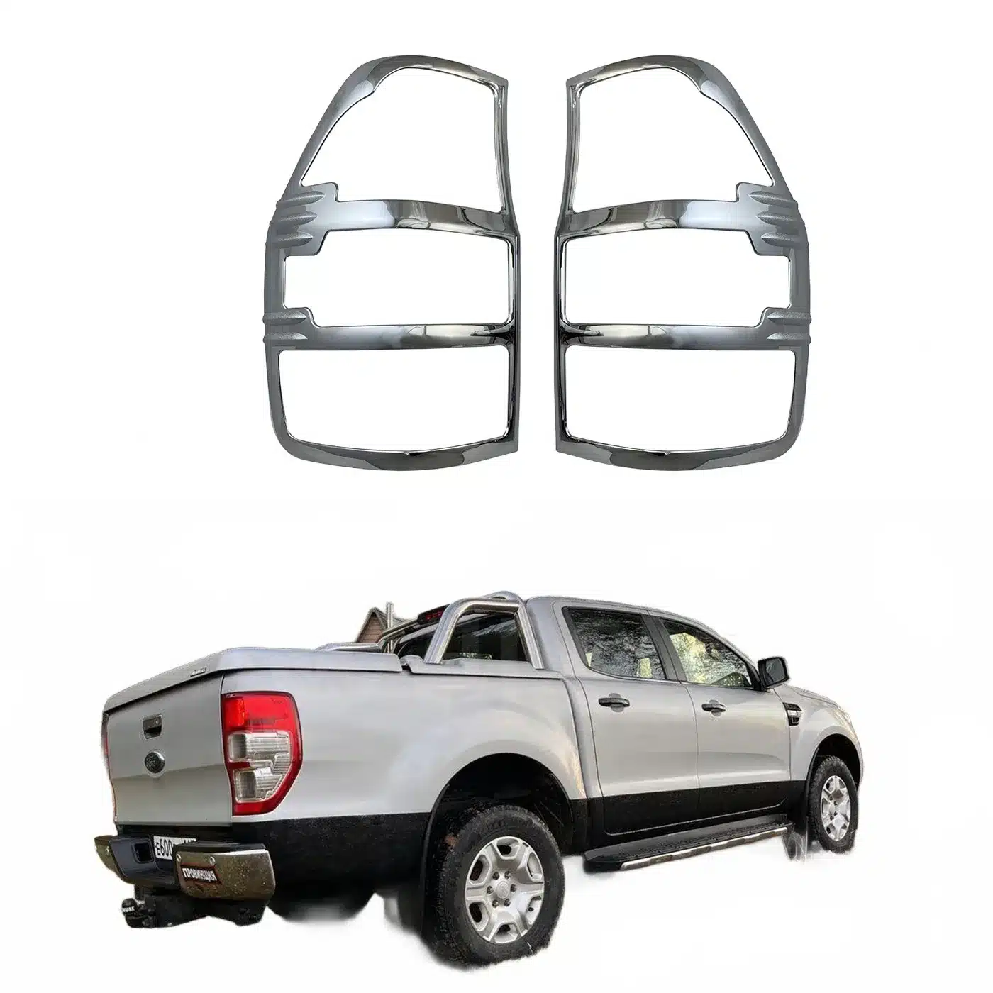 Rear Tail Light Covers ABS Chrome Trim Frames for Ford Ranger 2012-2016 Exterior Protection Decor