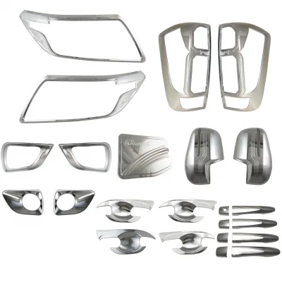 Chrome Exterior Trim Kit for Nissan Navara NP300, ABS Plastic Decorative Cover Set