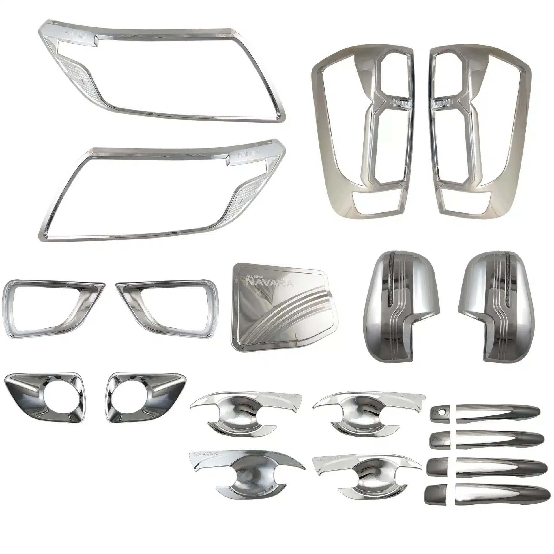 Chrome Exterior Trim Kit for Nissan Navara NP300, ABS Plastic Decorative Cover Set
