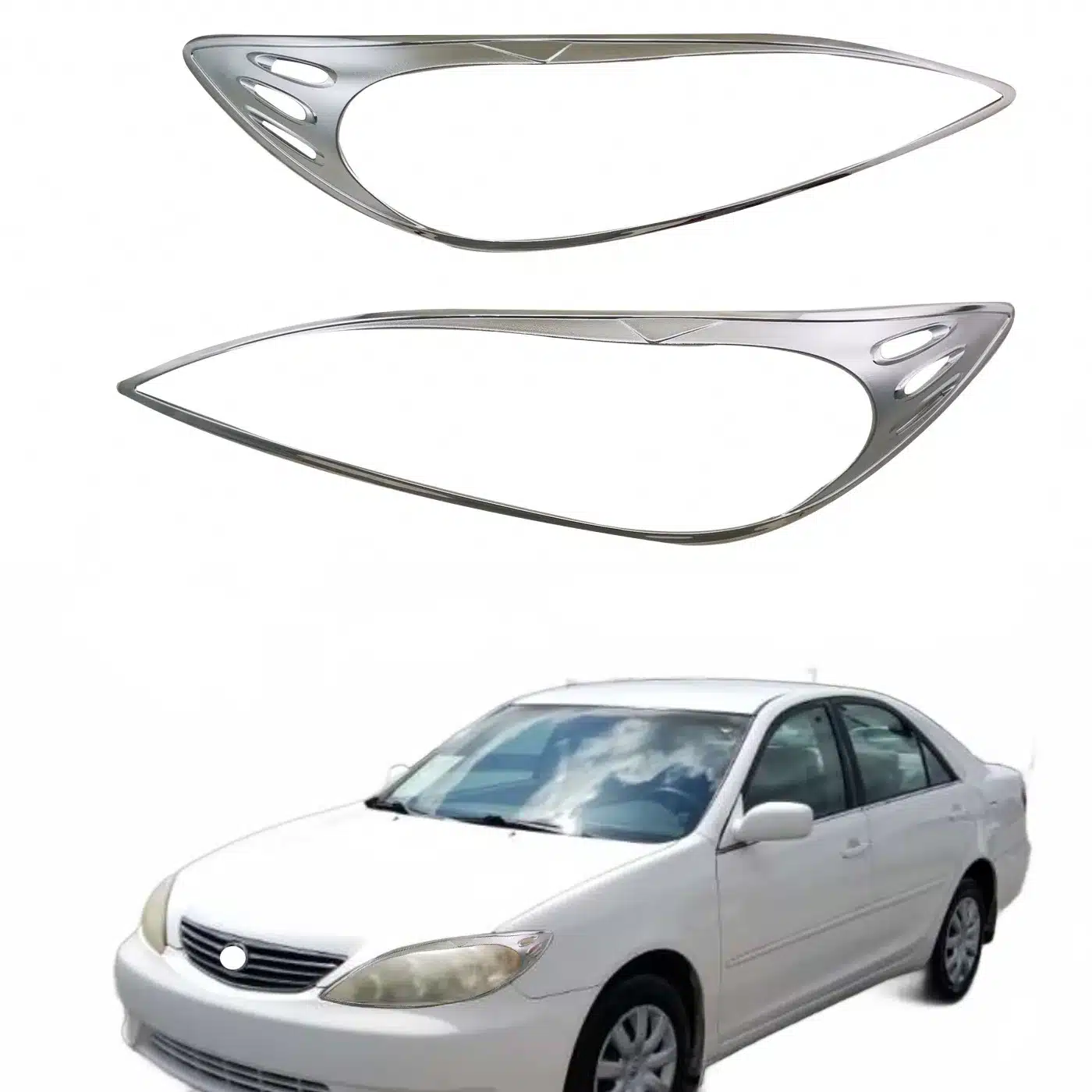 Front Headlight Cover Chrome Plated ABS Exterior Accent Trim for Toyota Camry 2003-2005