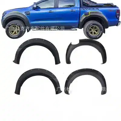 Matte Black ABS Fender Flares with Decorative Rivets for Ford Ranger T6 2012-2015 4-Piece Wheel Arch Kit Matte Black ABS Fender Flares with Decorative Rivets for Ford Ranger T6 2012-2015 4-Piece Wheel Arch Kit