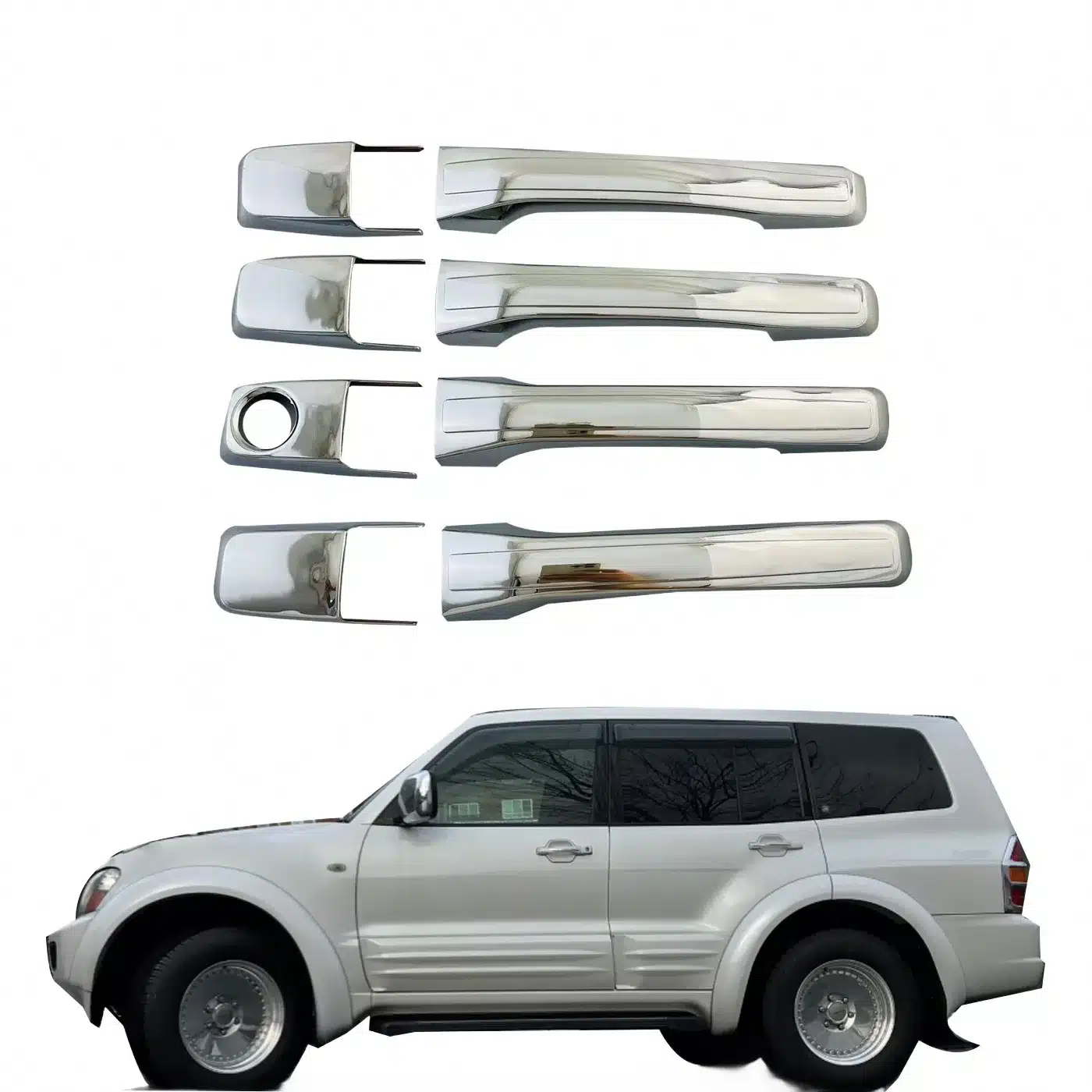Left Inner Door Handle for Mitsubishi Pajero Montero V73 2001-2008 Titanium Chrome Finish