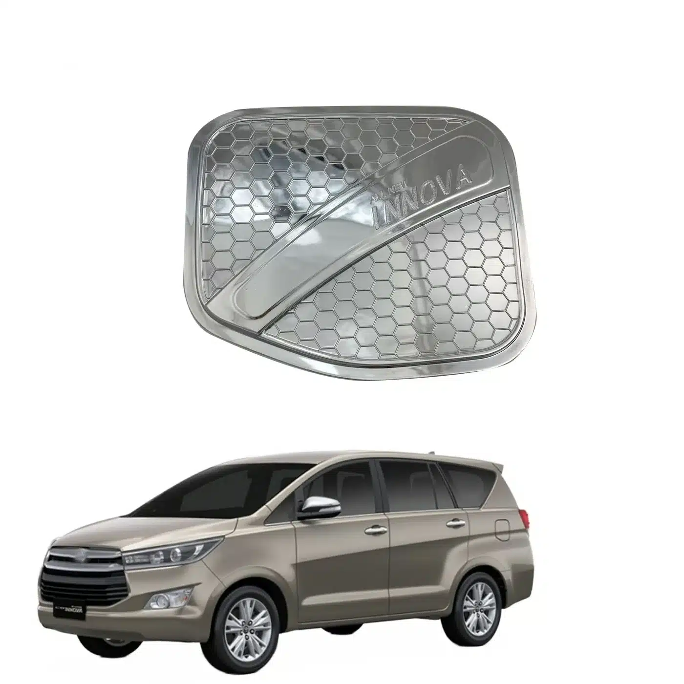 Fuel Tank Cap Cover Trim ABS Chrome Accent Compatible with Toyota Innova 2016