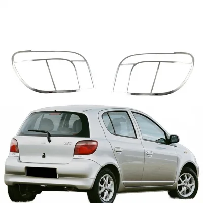 Rear Tail Light Covers Triple Chrome Plated ABS Protectors Compatible with Toyota Vitz Yaris 1999-2005 Rear Tail Light Covers Triple Chrome Plated ABS Protectors Compatible with Toyota Vitz Yaris 1999-2005