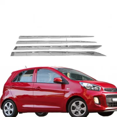 4pcs Chrome Side Door Body Molding Trim Strips ABS Electroplated Protectors for Kia Picanto Morning 2011-2016 4pcs Chrome Side Door Body Molding Trim Strips ABS Electroplated Protectors for Kia Picanto Morning 2011-2016