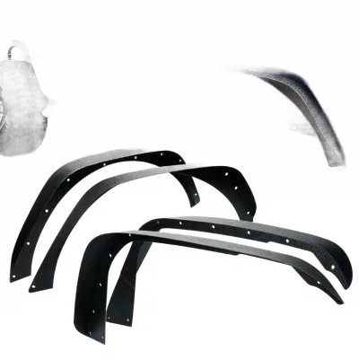 Textured Black Stainless Steel Flat Fender Flares Competition Style for 2018-2024 Jeep Wrangler JL JLU 2/4 Door Textured Black Stainless Steel Flat Fender Flares Competition Style for 2018-2024 Jeep Wrangler JL JLU 2/4 Door