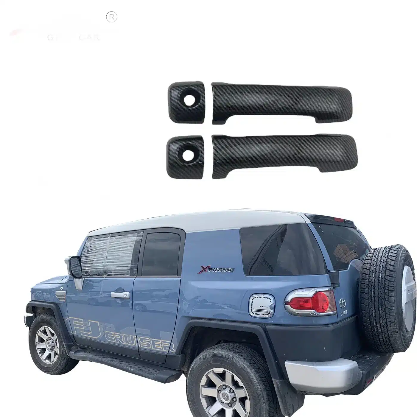 Carbon Fiber Style Outside Door Handle Cover Trim Set for FJ Cruiser 2007-2021