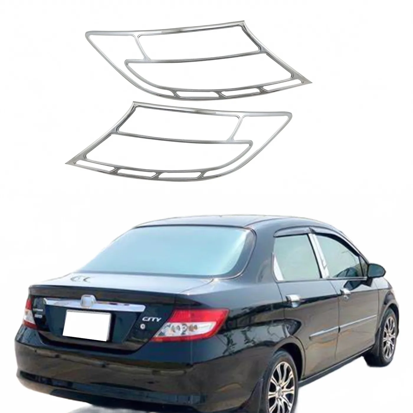 Rear Tail Light Covers ABS Chrome Plated Trim Bezels for Honda City 2003