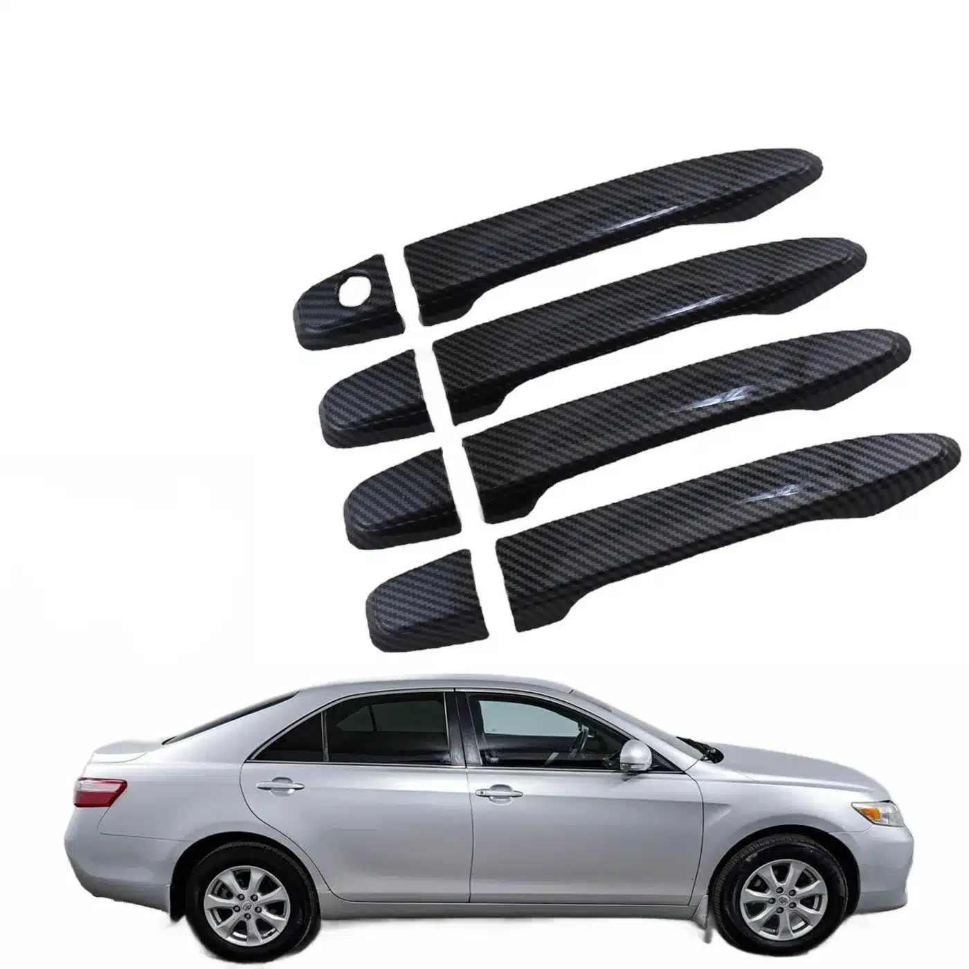 Carbon Fiber Pattern Exterior Door Handle Covers for 2007-2011 Camry and Voxy 70 Series