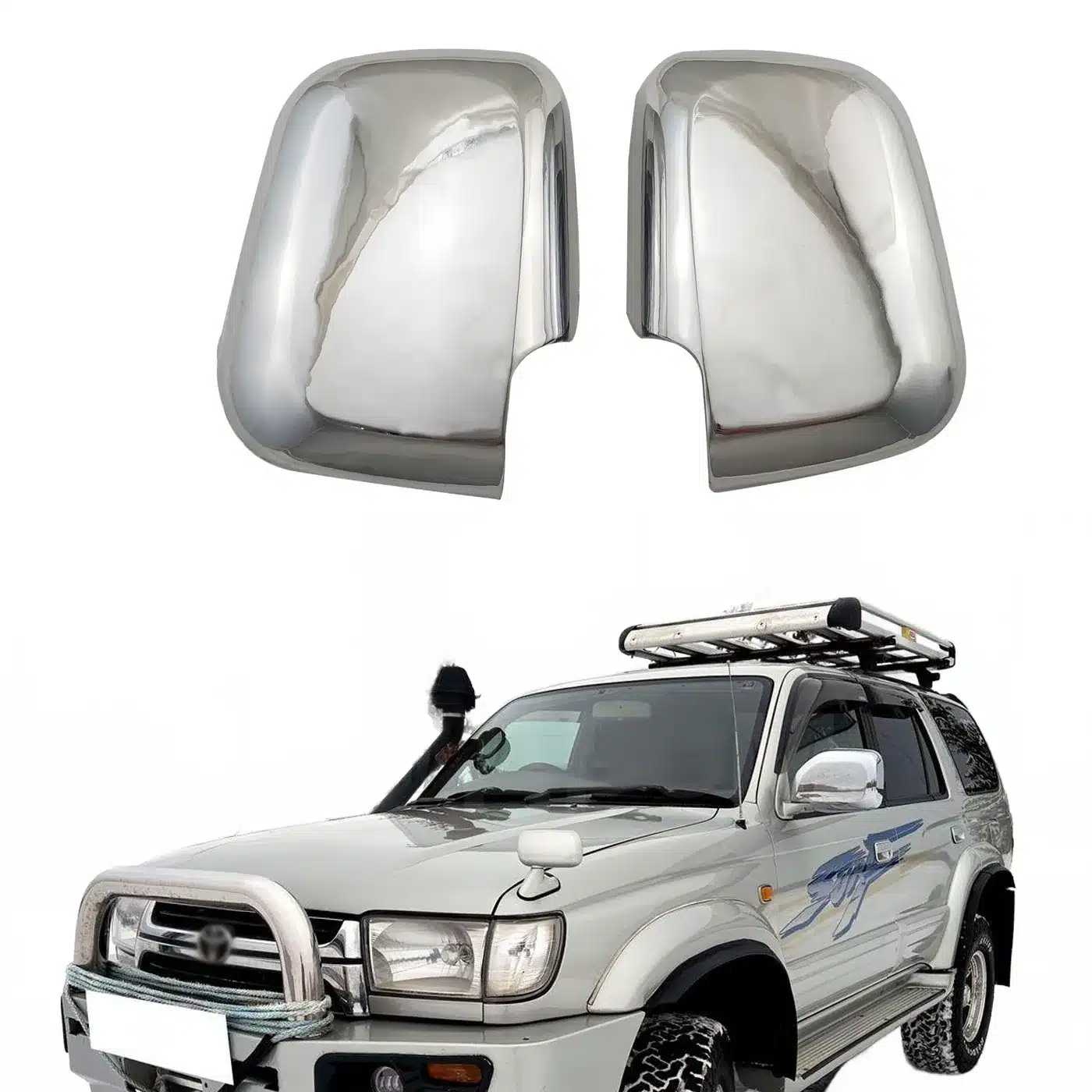 Rear View Mirror Cover Cap, Chrome ABS Side Mirror Protective Shell for Toyota Hilux Surf 2000-2001