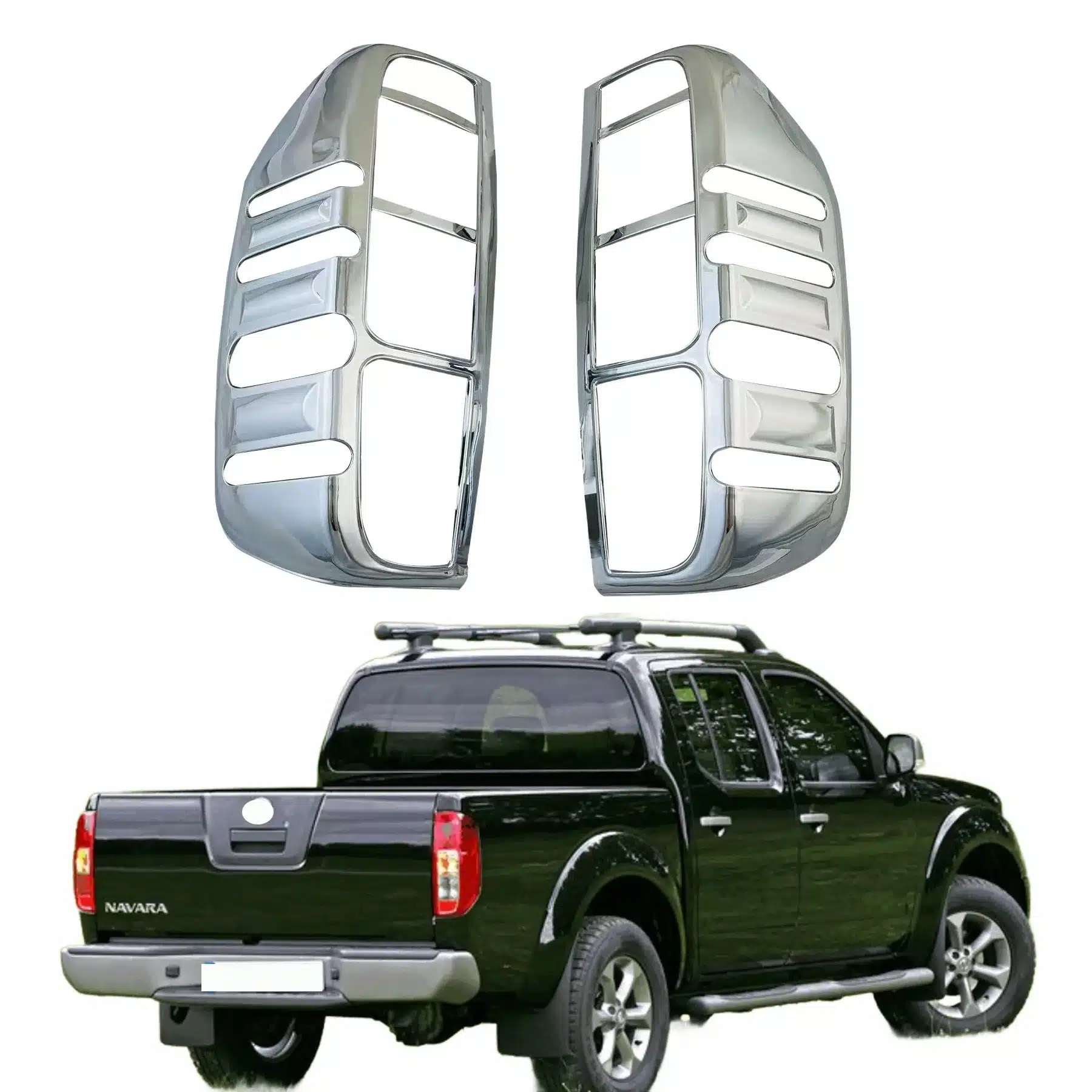Rear Tail Light Covers Triple Chrome Plated Trim Bezels for Nissan Navara D40 Frontier 2007-2014