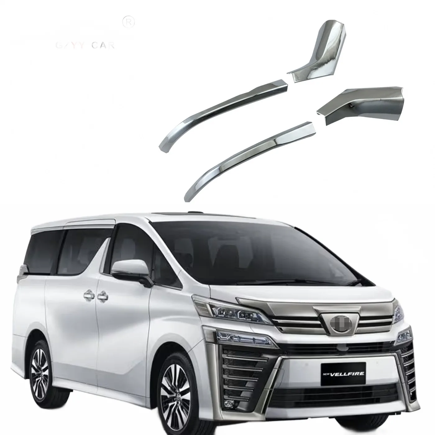 Chrome Side Rearview Mirror Trim Accent Strips for Toyota Vellfire Alphard 2015-2019
