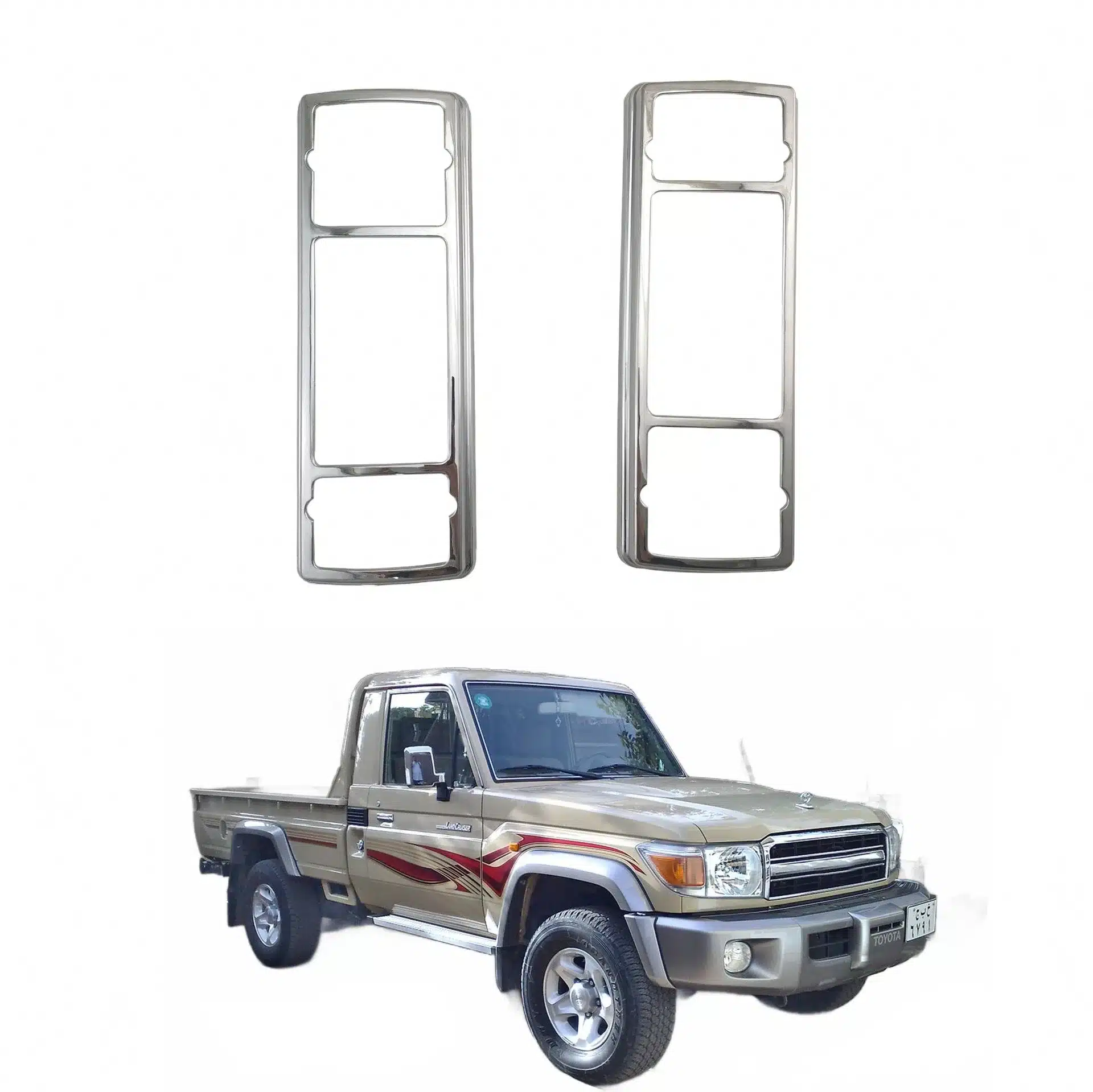 Rear Tail Light Covers Trim for Toyota Land Cruiser FJ70 Pickup, Chrome Plated ABS Plastic Exterior Guards Accessory