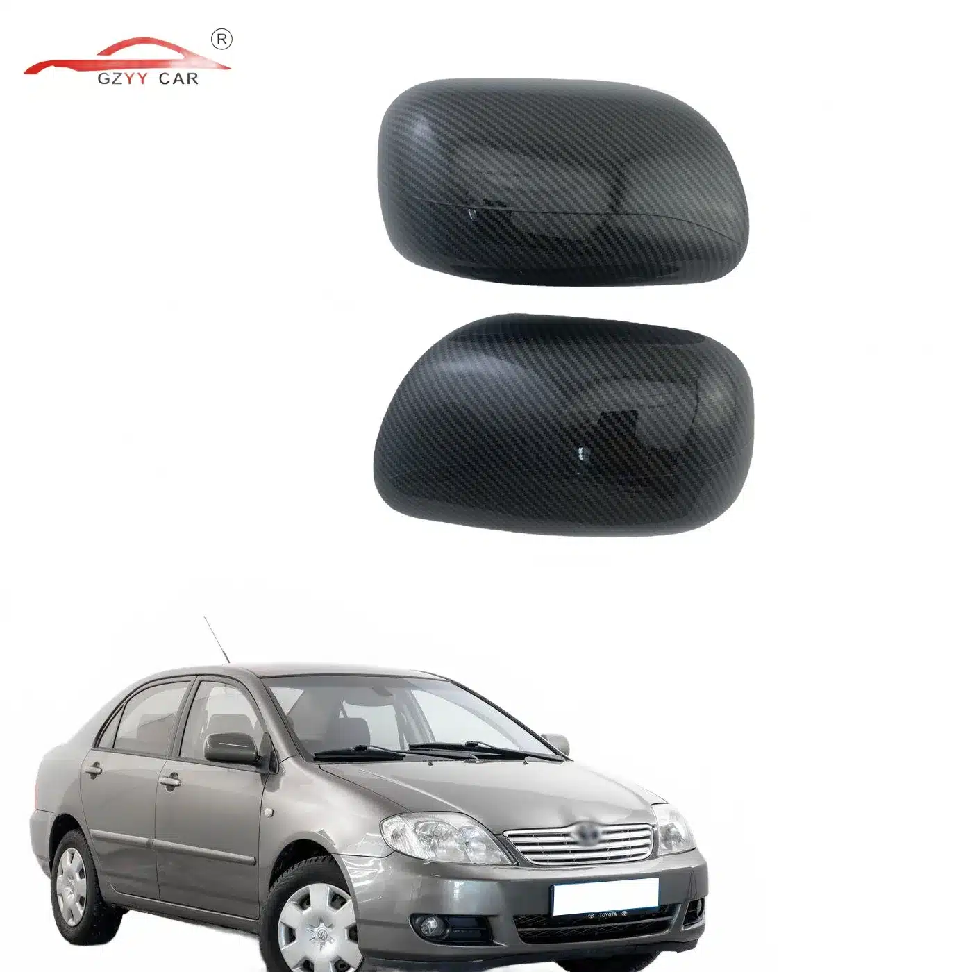 Rear View Wing Mirror Cover Caps Carbon Fiber Style Pair for Toyota Corolla 2001-2004