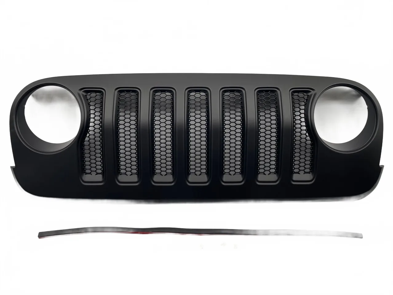 Matte Black Front Conversion Grille with Mesh Insert for Jeep Wrangler JK JKU 2007-2018, JL Style Upgrade