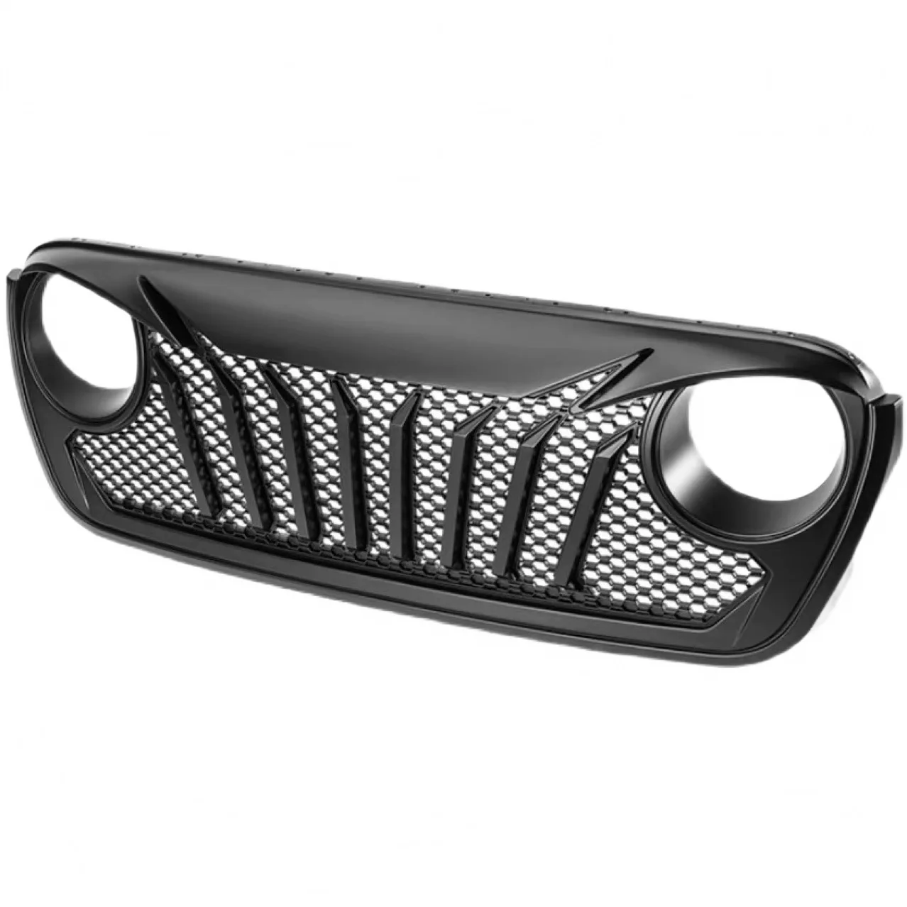 Matte Black Shark Style Front Grille Replacement for 2018-2024 Jeep Wrangler JL & Gladiator JT