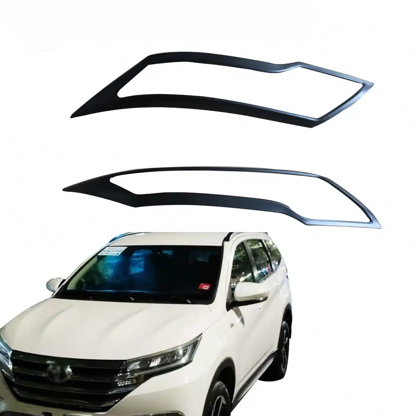 Matte Black Front Headlight Cover Trim Bezels Compatible with 2019 Toyota Rush