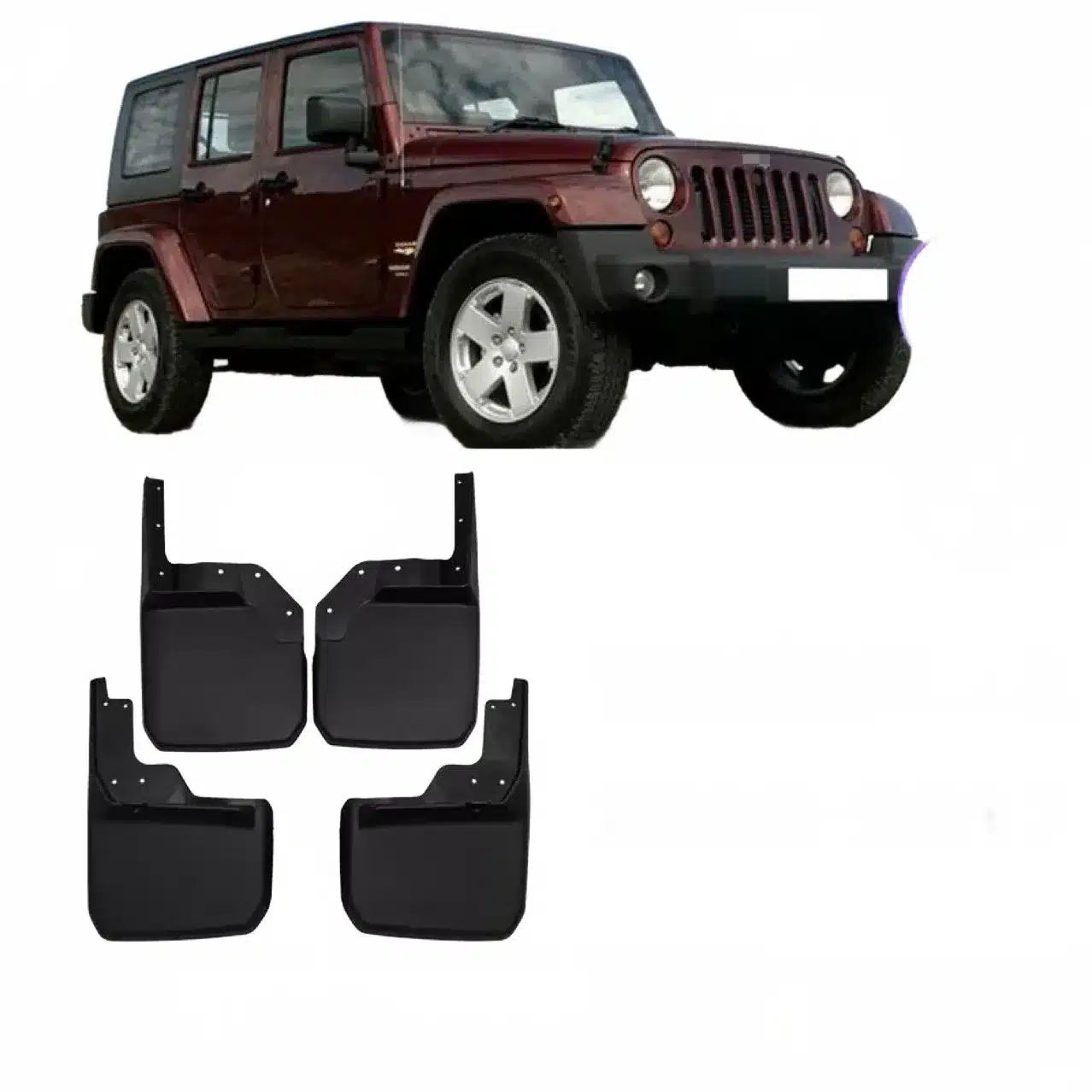Front and Rear Splash Guards Mud Flaps for 2007-2017 Jeep Wrangler JK, No-Drill Mudguards Set of 4