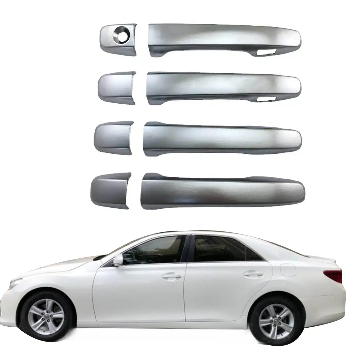 Exterior Door Handle Cover Trim Set Matte Silver Finish for Toyota Prius 30 ZVW30 Reiz Wish