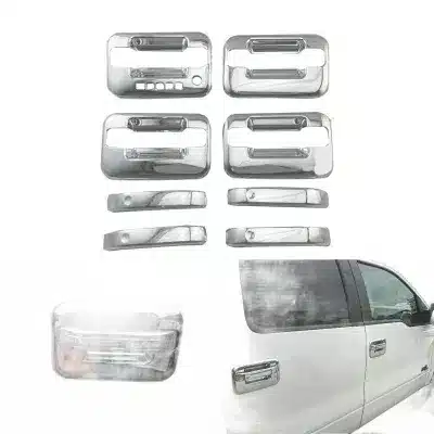 Chrome Exterior Door Handle Covers and Door Bowl Trim Protectors compatible with Ford F-150 Raptor 2009-2015 Chrome Exterior Door Handle Covers and Door Bowl Trim Protectors compatible with Ford F-150 Raptor 2009-2015