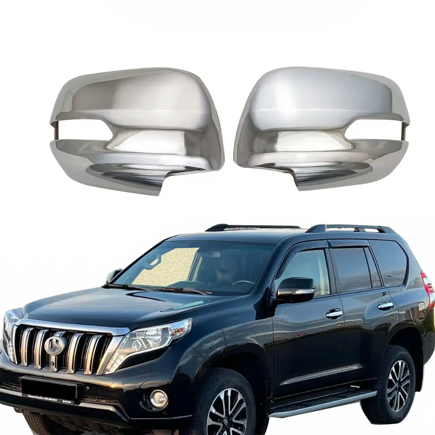 Side Rear Mirror Cover Cap Replacement for Toyota Land Cruiser Prado FJ150 2010-2021